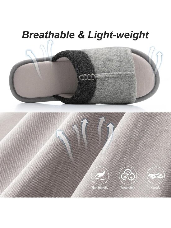 Mens Light Grey Flat Cozy Memory Foam Anti Skid Soft Slip On House Slipper Shoes main image 3